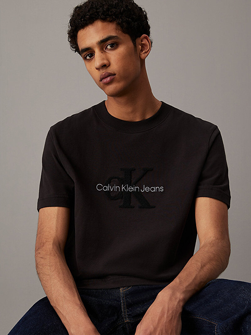 Calvin Klein Siyah Renkli Erkek Chenille Monologo T-Shirt