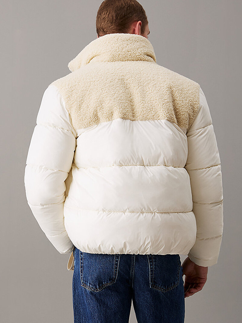 Calvin Klein Ekru Renkli Erkek Sherpa Puffer Mont