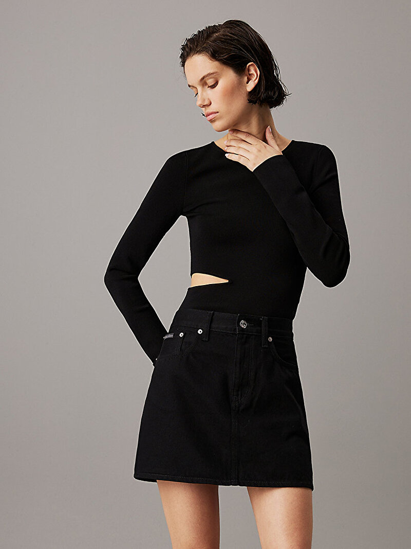 Calvin Klein Siyah Renkli Kadın Cut Out Detail Kazak