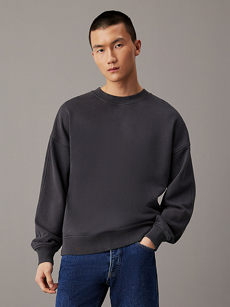 Erkek Washed Heavy Crew Neck Sweatshirt