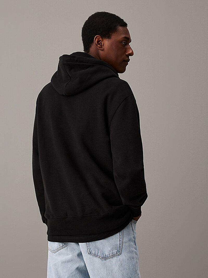 Calvin Klein Siyah Renkli Erkek Chenille Monologo Hoodie