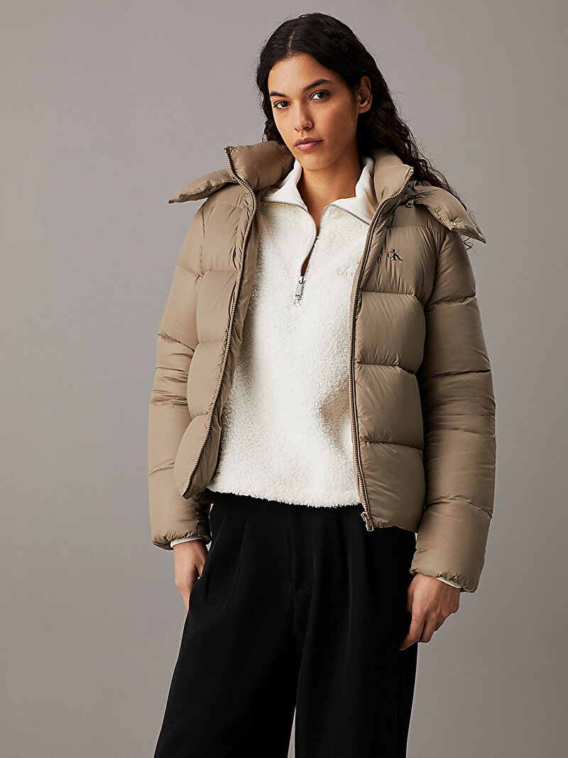 Calvin Klein Bej Renkli Kadın Down Short Puffer Mont