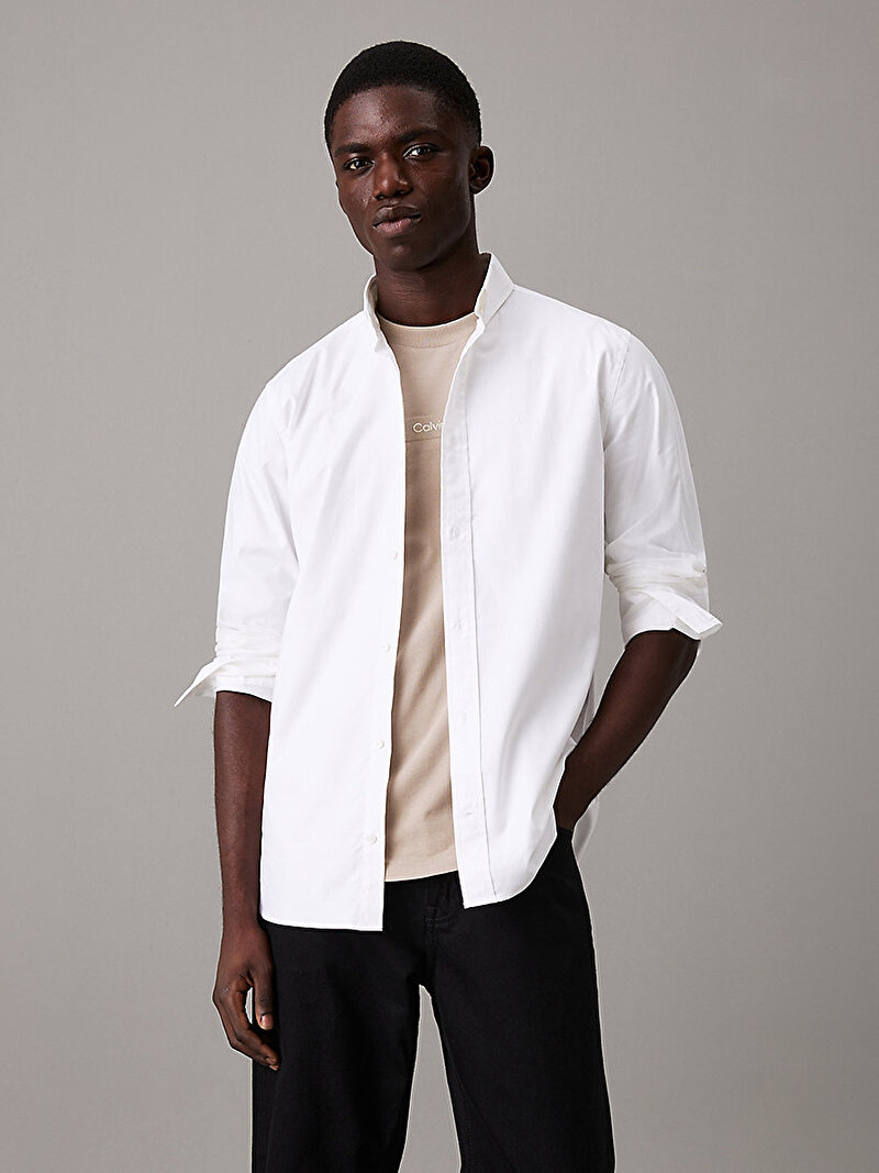 Calvin Klein Beyaz Renkli Erkek Oxford Regular Gömlek