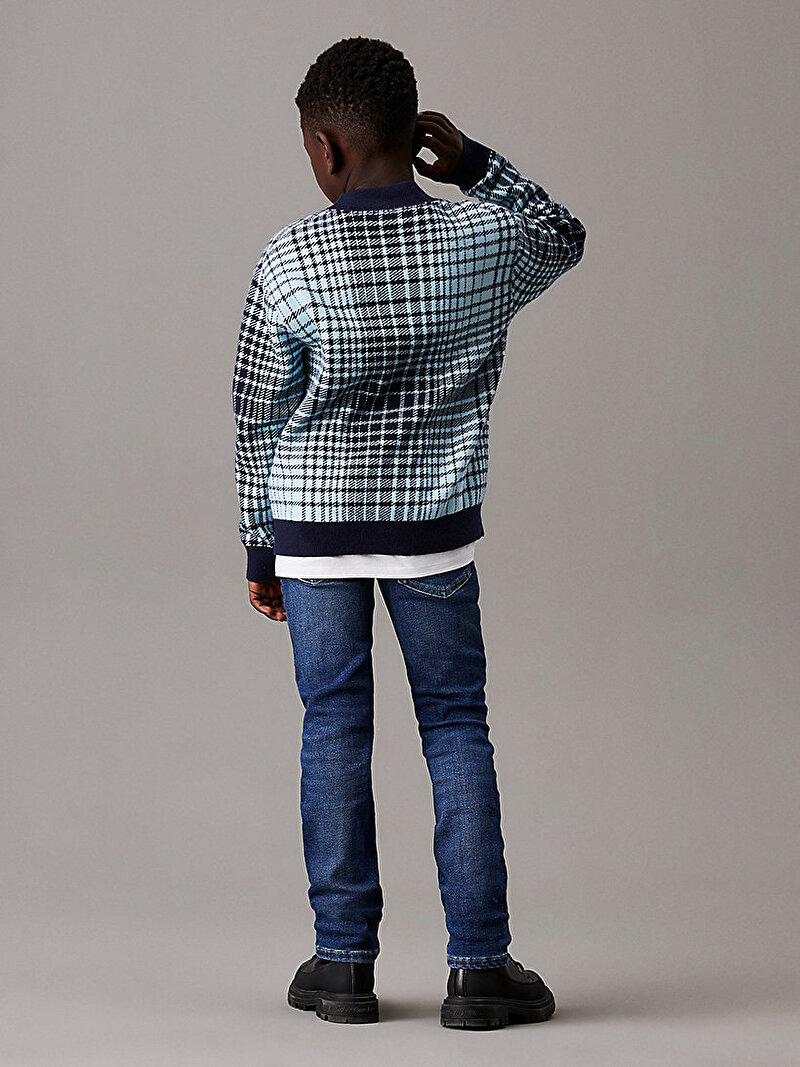 Calvin Klein Lacivert Renkli Erkek Çocuk Dark Blue Visual Slim Jean Pantolon
