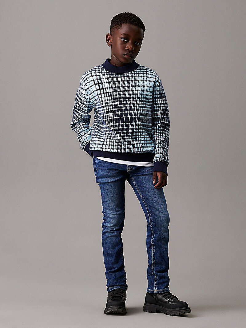 Calvin Klein Lacivert Renkli Erkek Çocuk Dark Blue Visual Slim Jean Pantolon