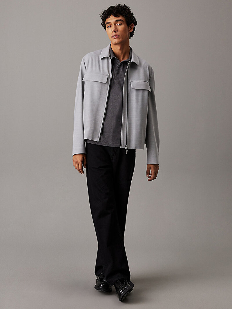 Calvin Klein Gri Renkli Erkek Liquid Jersey Melang Polo T-shirt