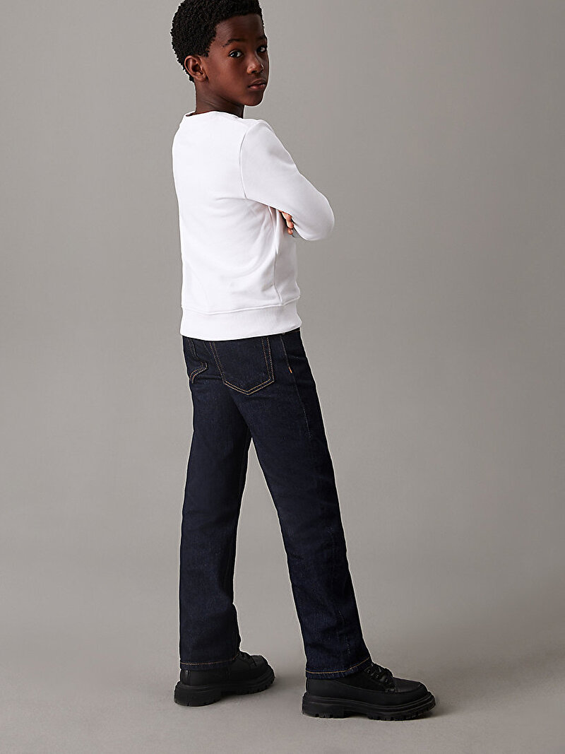 Calvin Klein Beyaz Renkli Erkek Çocuk Shifted CK Relaxed Sweatshirt