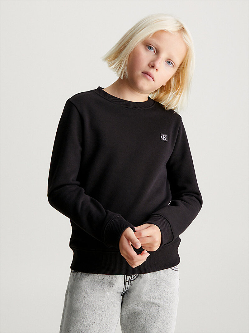 Calvin Klein Siyah Renkli Unisex Çocuk Mono Mini badge Reg Sweatshirt