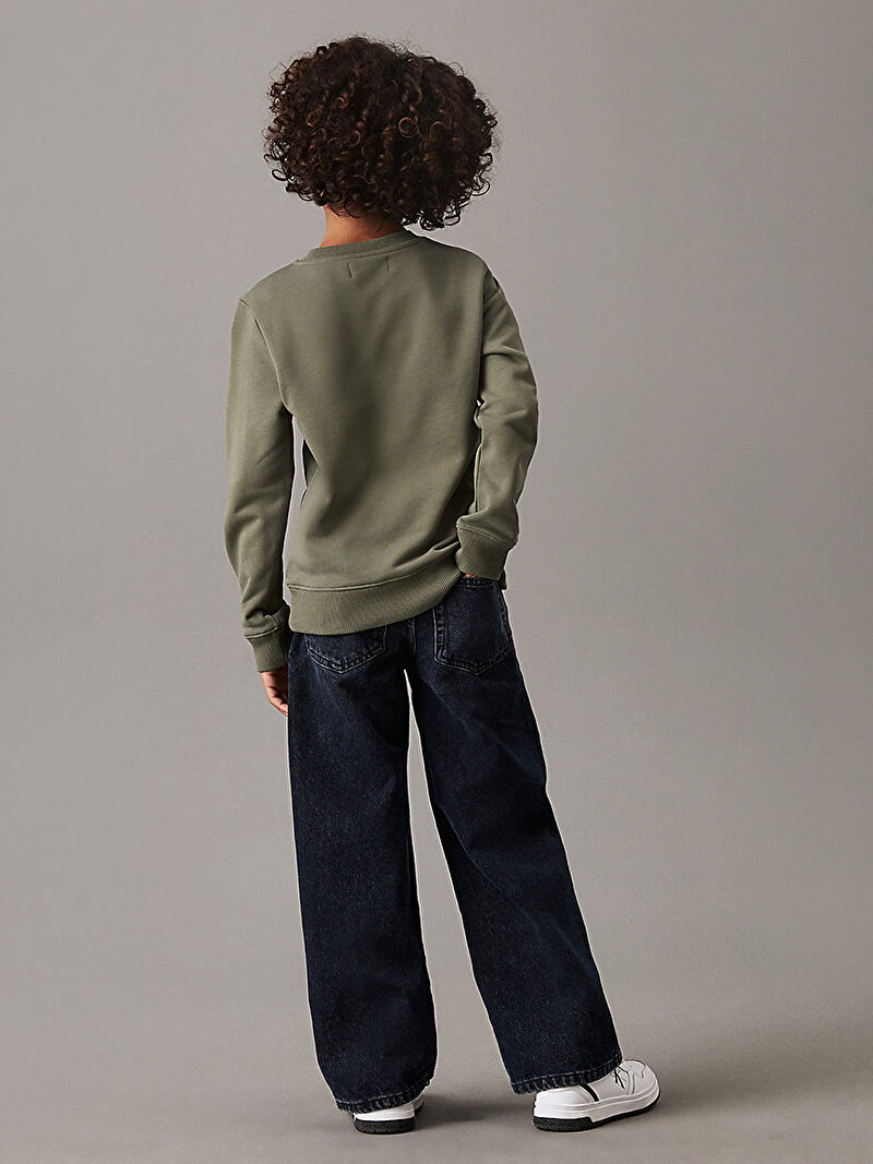 Calvin Klein Yeşil Renkli Erkek Çocuk Shifted CK Relaxed Sweatshirt