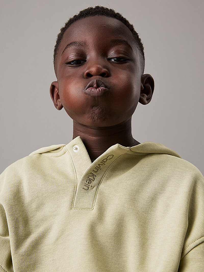 Calvin Klein Yeşil Renkli Erkek Çocuk Embro Ck Logo Terry Sweatshirt