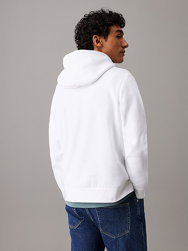 Calvin Klein Beyaz Renkli Erkek Split Line Logo Hoodie