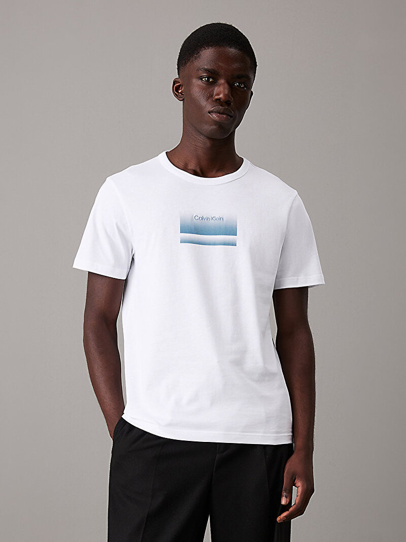 Calvin Klein Beyaz Renkli Erkek Gradient Logo T-shirt