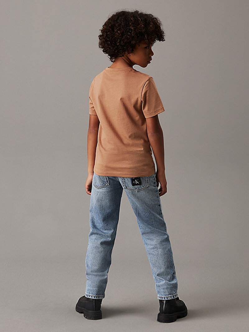 Calvin Klein Bej Renkli Erkek Çocuk Gradient Flock Logo T-shirt