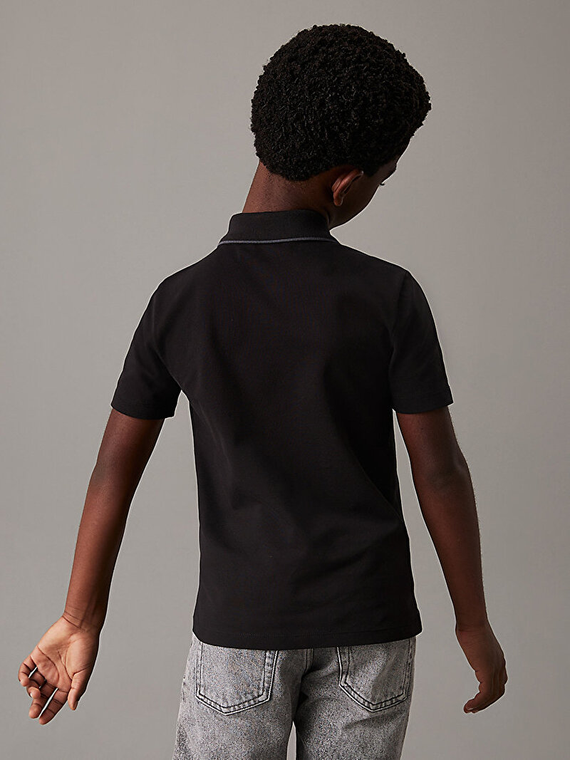 Calvin Klein Siyah Renkli Erkek Çocuk Embro Ck Logo Pique Polo T-shirt