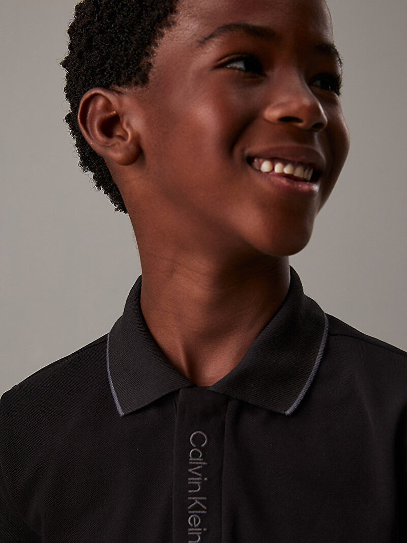 Calvin Klein Siyah Renkli Erkek Çocuk Embro Ck Logo Pique Polo T-shirt