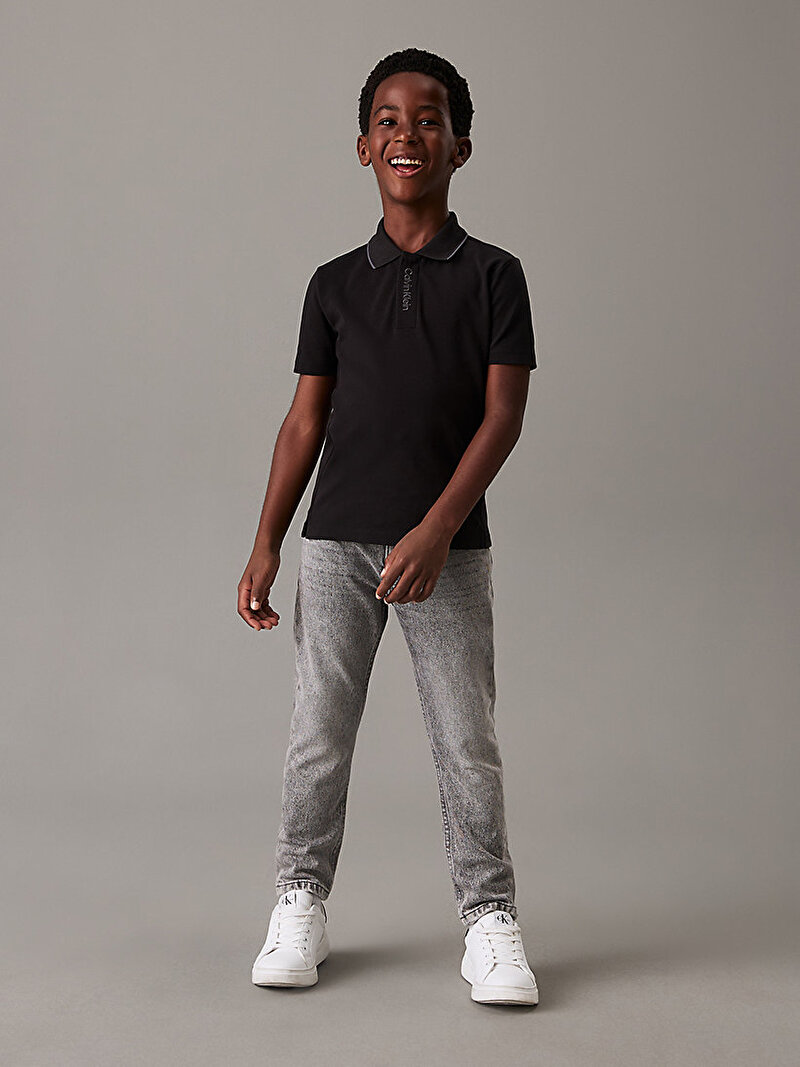 Calvin Klein Siyah Renkli Erkek Çocuk Embro Ck Logo Pique Polo T-shirt