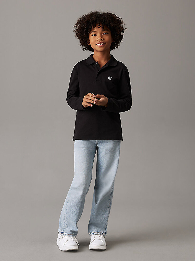 Calvin Klein Siyah Renkli Erkek Çocuk Ls Essential Polo T-shirt