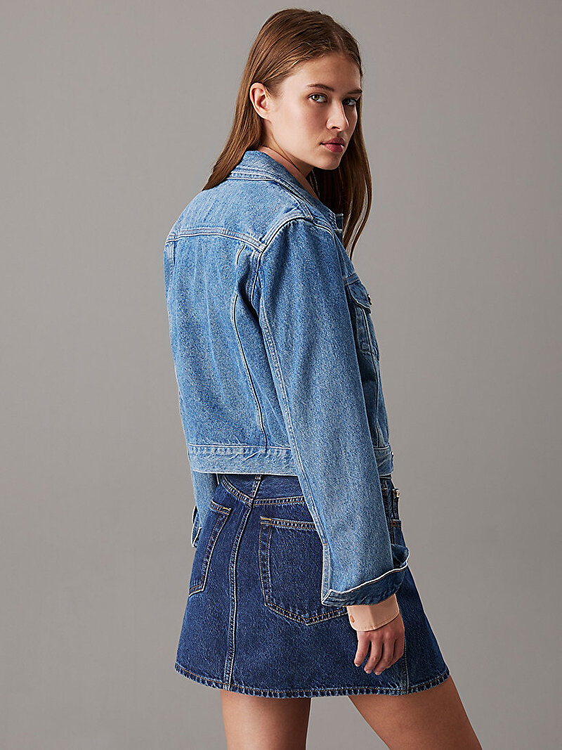 Calvin Klein Mavi Renkli Kadın Croppe 90's Denim Ceket