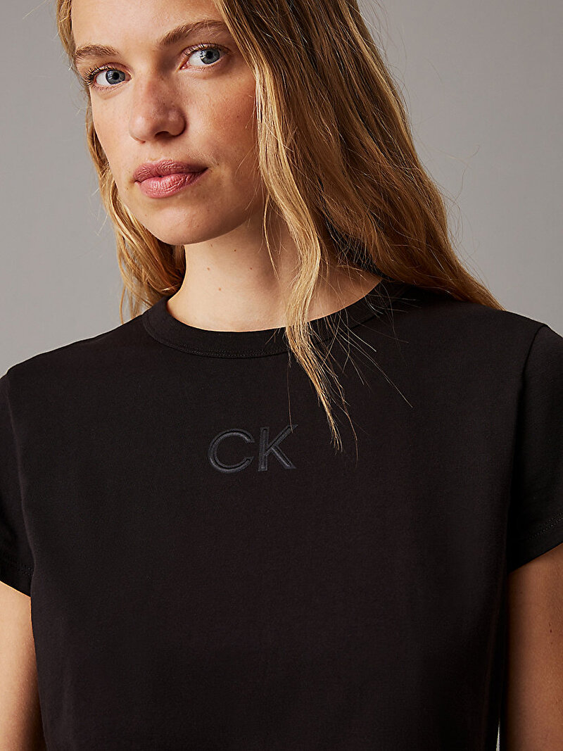 Calvin Klein Siyah Renkli Kadın Satin CK Slim T-shirt