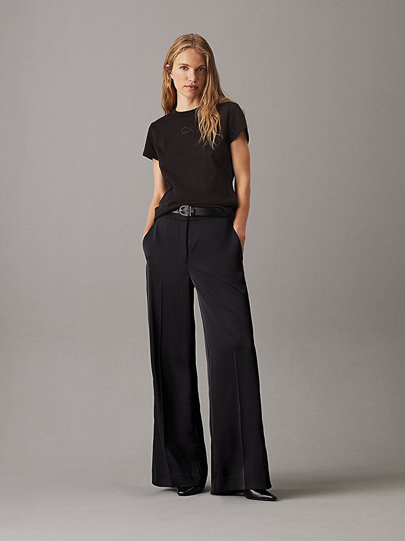 Calvin Klein Siyah Renkli Kadın Satin CK Slim T-shirt