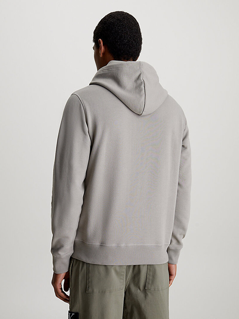 Calvin Klein Gri Renkli Erkek Iconic Essential Hoodie