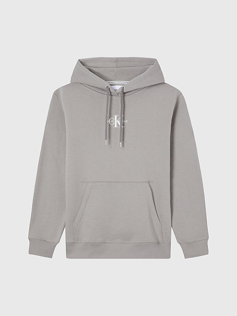 Calvin Klein Gri Renkli Erkek Iconic Essential Hoodie