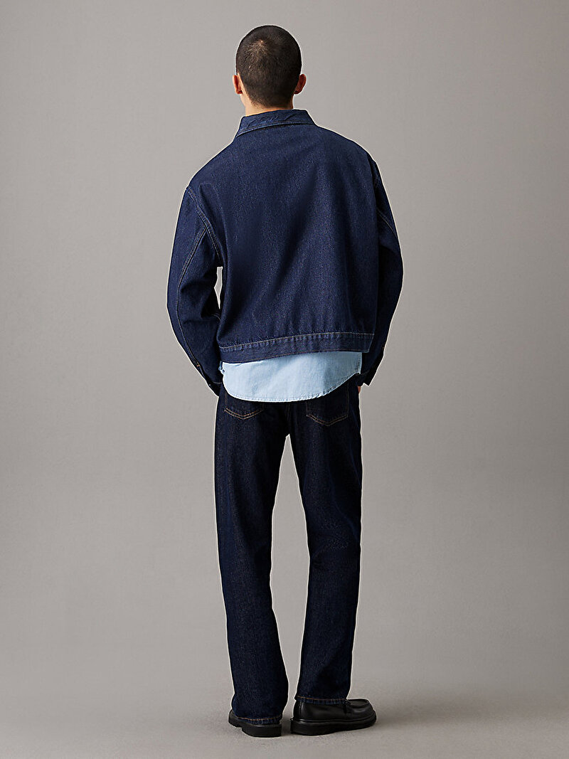 Calvin Klein Lacivert Renkli Erkek Relaxed Zip Denim Ceket