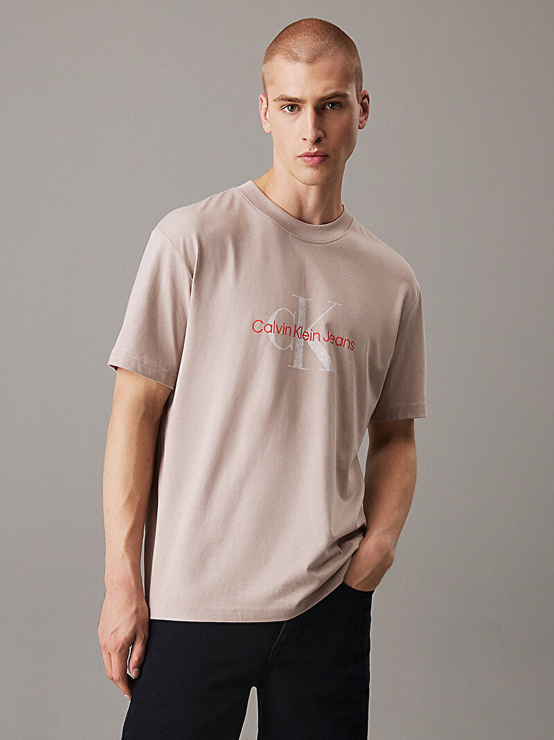 Erkek Textured Monologo T-shirt