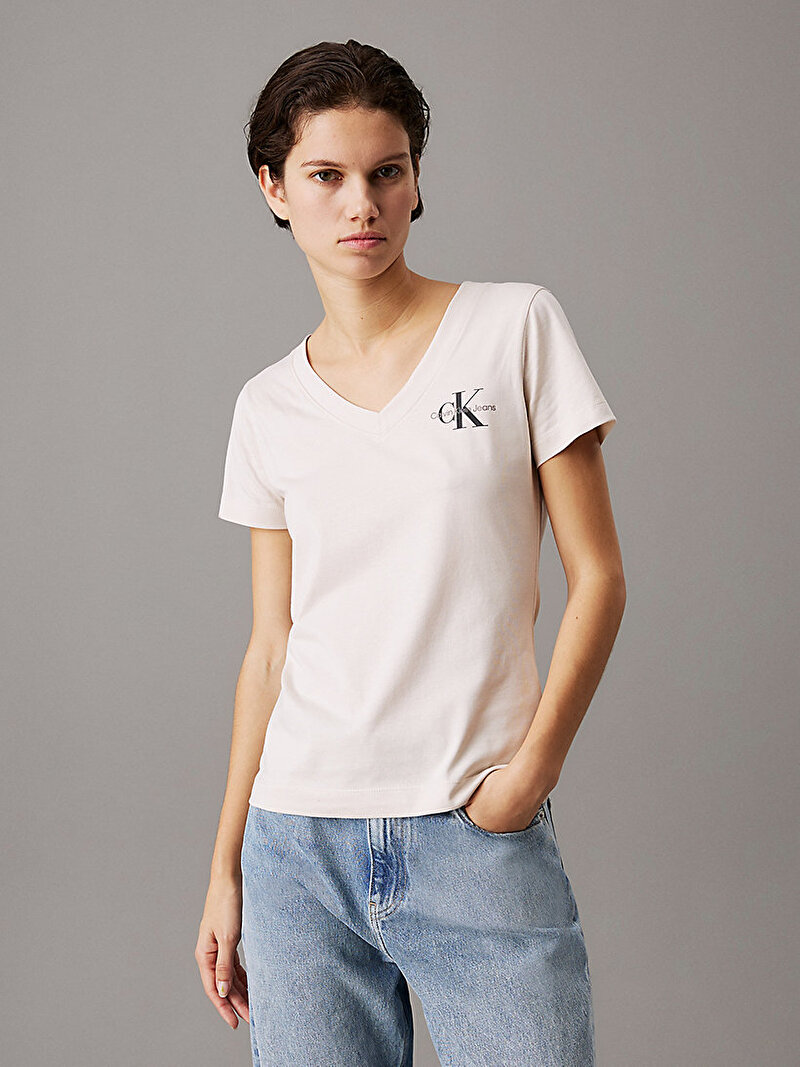 Calvin Klein Çok renkli Renkli Kadın 2'li Paket Monologo Slim T-shirt