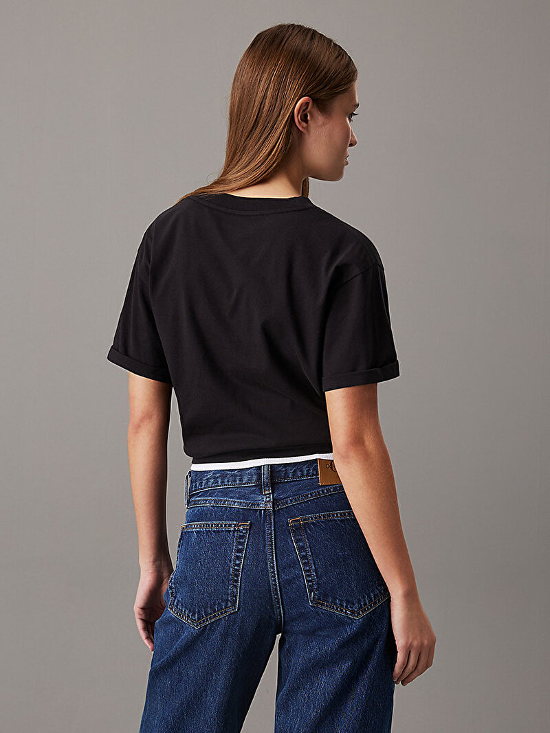 Calvin Klein Siyah Renkli Kadın Embroidery Monologo T-shirt