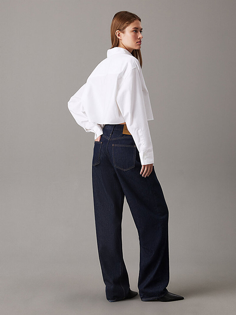 Calvin Klein Beyaz Renkli Kadın Oxford Crop Gömlek