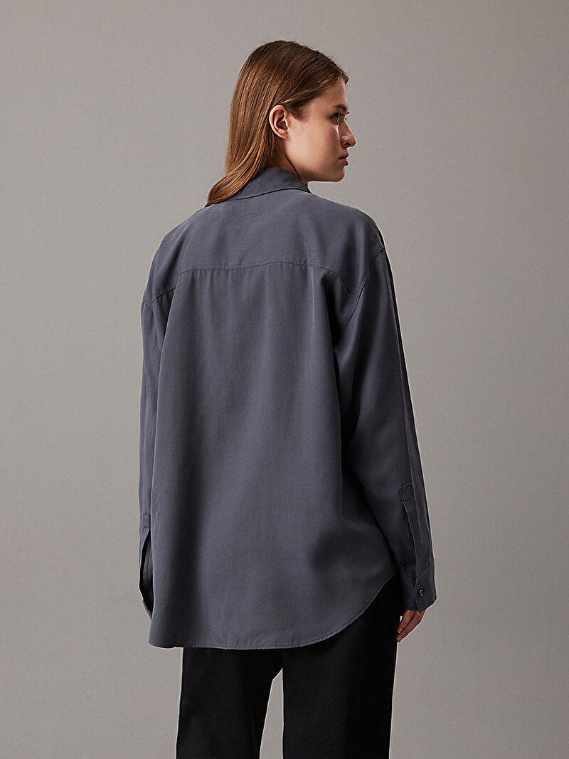 Calvin Klein Siyah Renkli Kadın Long Dad Gömlek