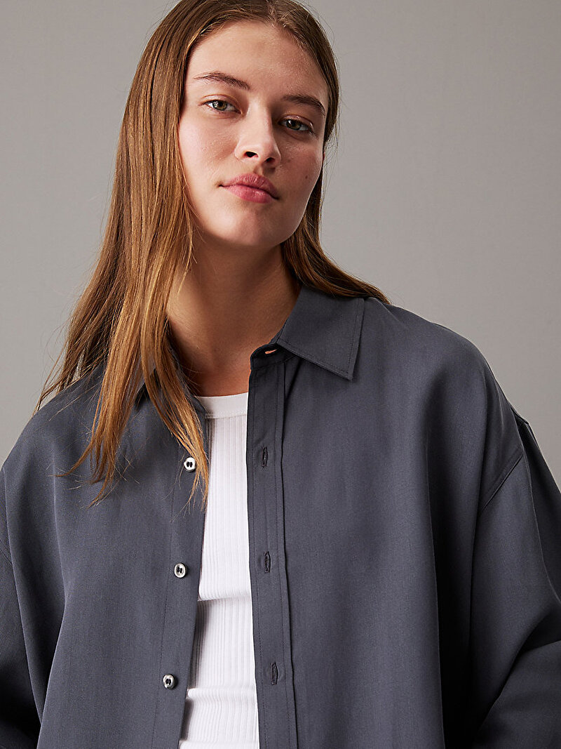 Calvin Klein Siyah Renkli Kadın Long Dad Gömlek