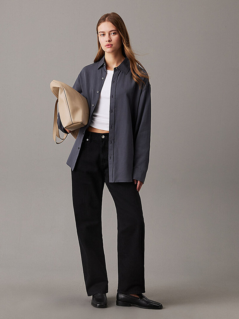 Calvin Klein Siyah Renkli Kadın Long Dad Gömlek