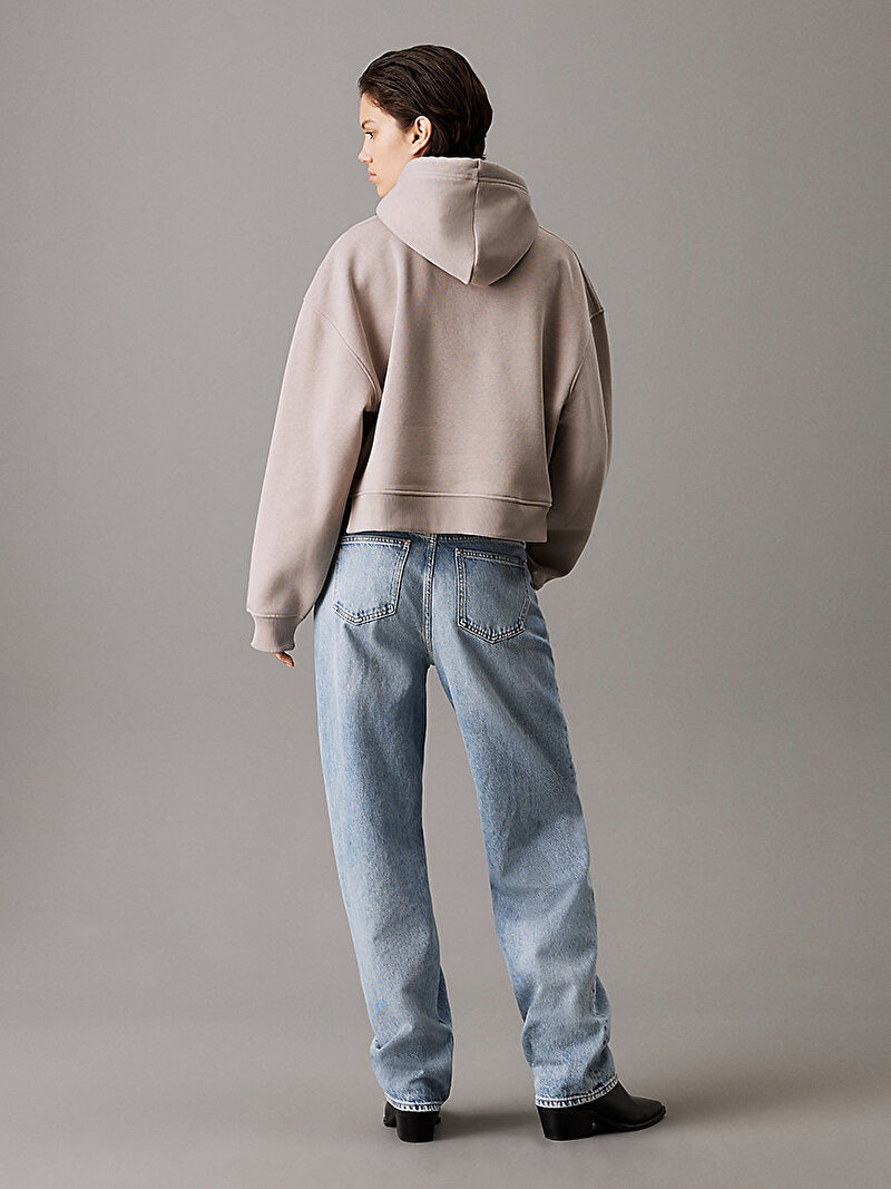 Calvin Klein Bej Renkli Kadın Raised Embroidery CK Sweatshirt