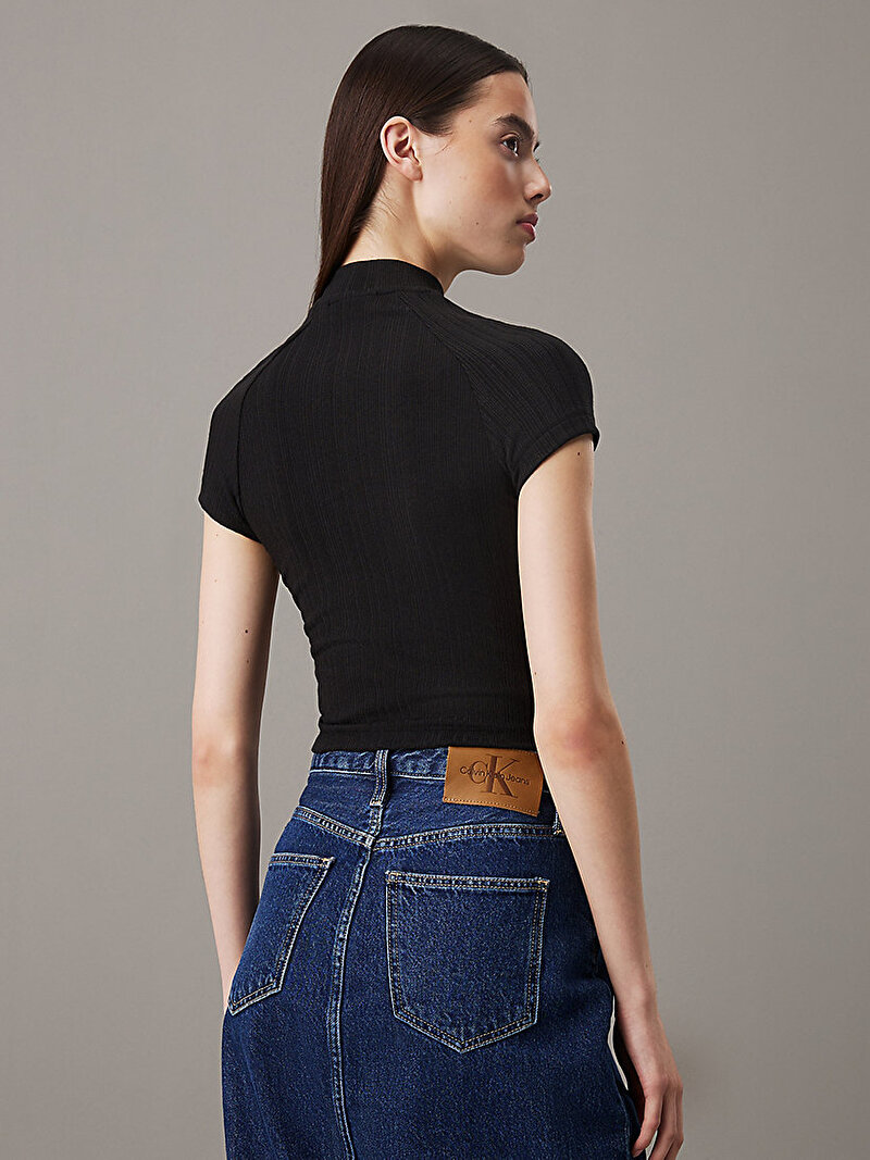 Calvin Klein Siyah Renkli Kadın Warm Texture Rib T-shirt