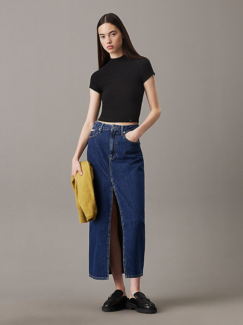 Calvin Klein Siyah Renkli Kadın Warm Texture Rib T-shirt