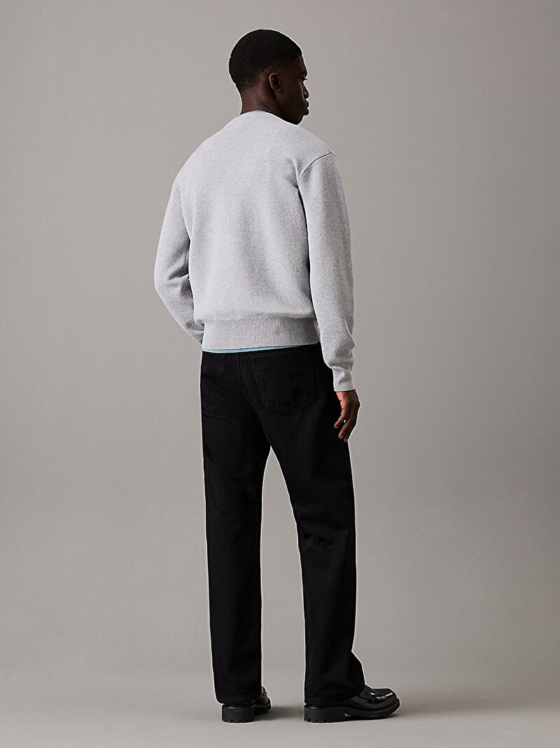 Calvin Klein Gri Renkli Erkek Double Face Cotton-w Kazak