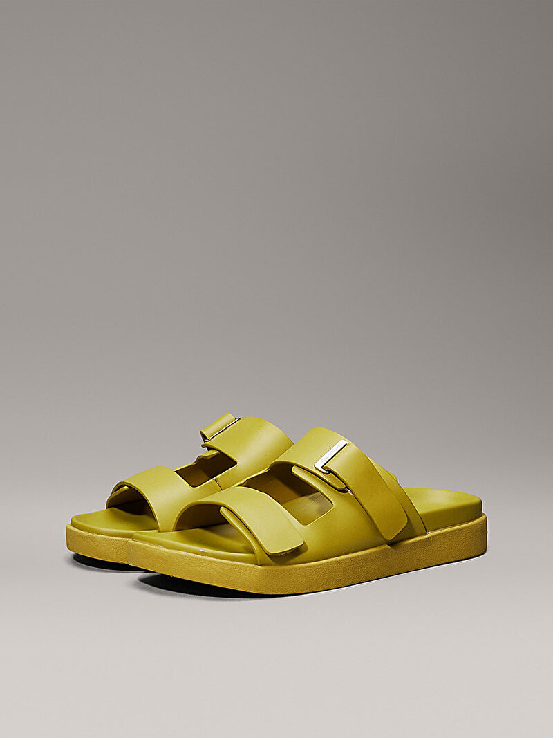 Calvin Klein Yeşil Renkli Kadın Flat Adj Slide Eyele Terlik