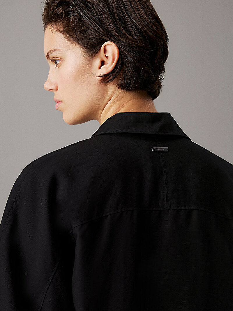 Calvin Klein Siyah Renkli Kadın Linen Blend Gömlek Elbise