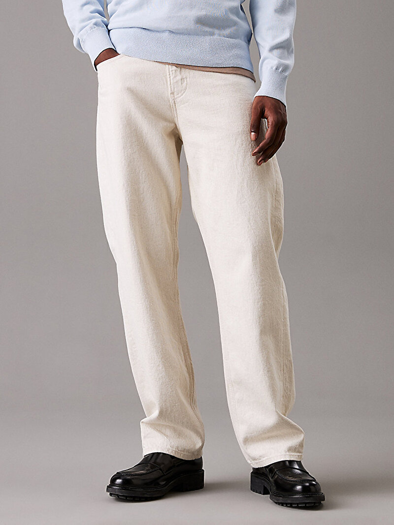 Calvin Klein Bej Renkli Erkek Premium Relaxed Straight Jean Pantolon