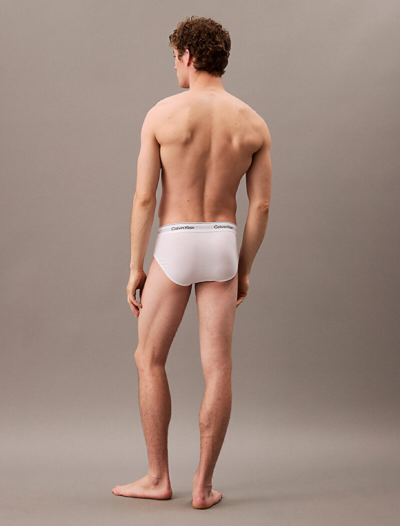 Calvin Klein Beyaz Renkli Erkek 3'lü Paket Hip Brief Slip Külot Seti