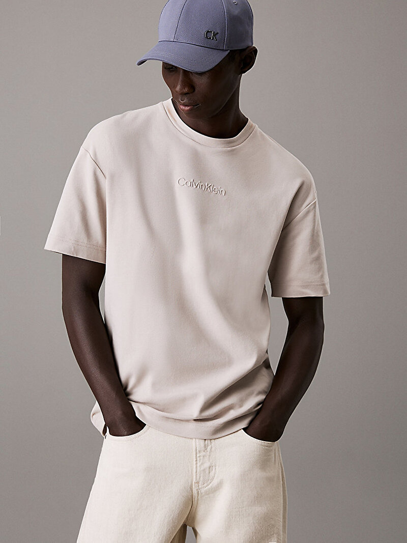 Calvin Klein Bej Renkli Erkek Tech Interlock T-shirt