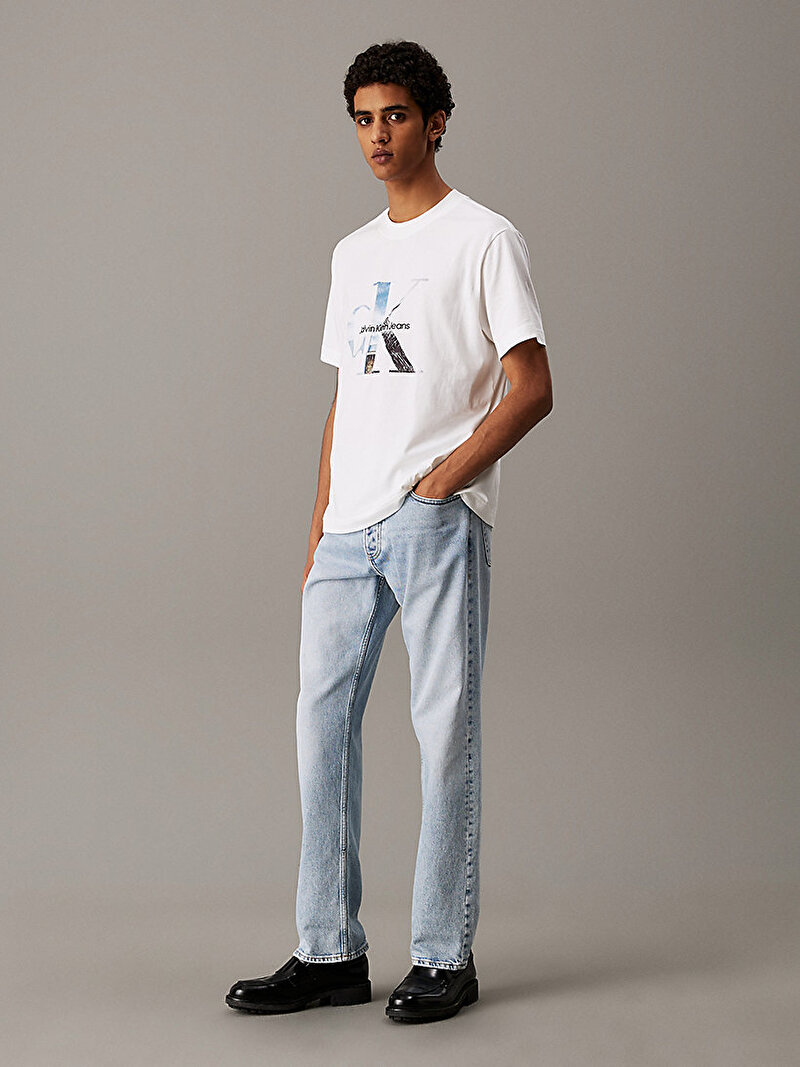 Calvin Klein Beyaz Renkli Erkek Photo Monogram T-shirt
