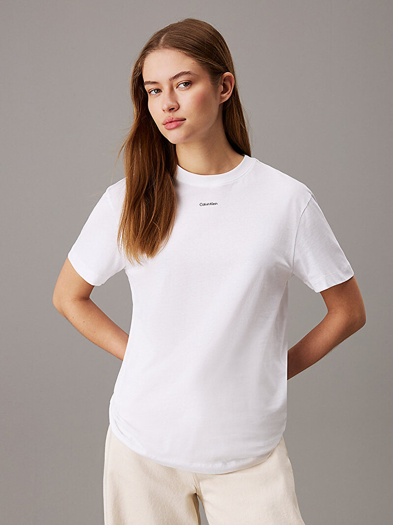 Calvin Klein Beyaz Renkli Kadın Hero Logo Regular T-shirt