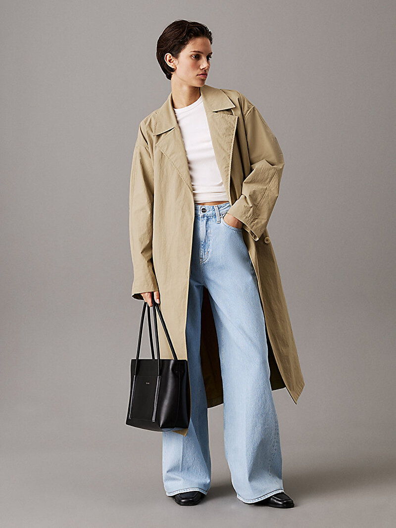 Calvin Klein Beyaz Renkli Kadın Modal Rib Slim T-shirt