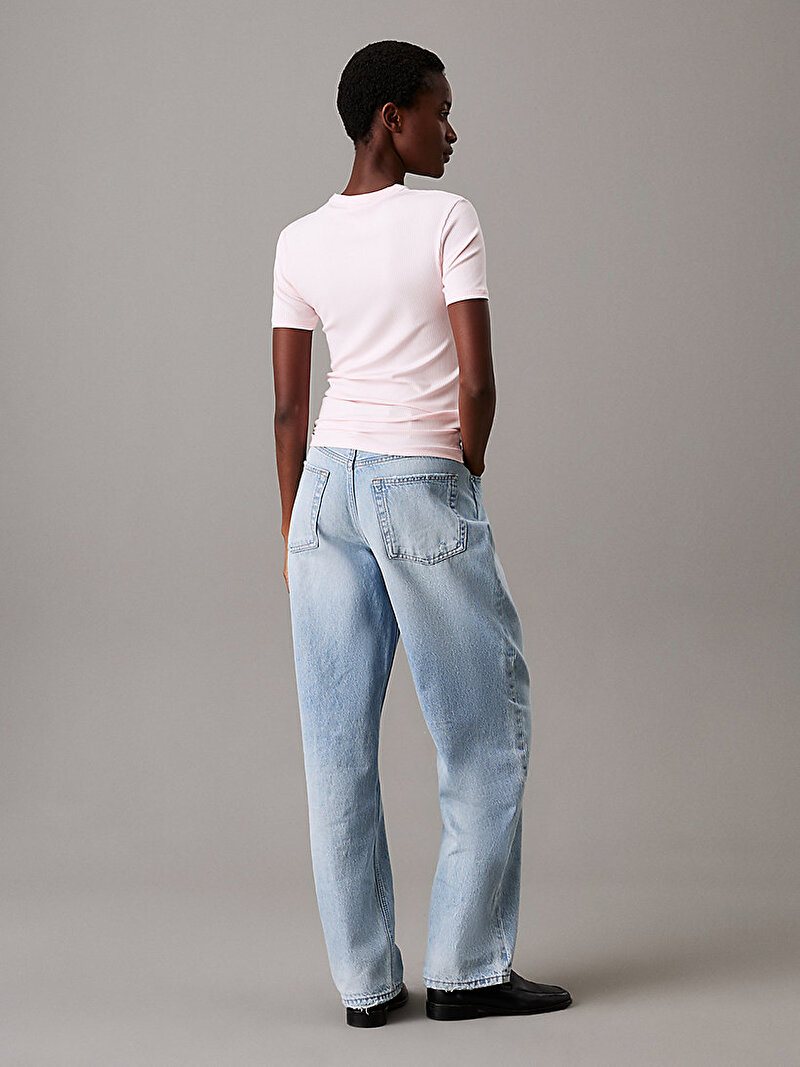 Calvin Klein Pembe Renkli Kadın Modal Rib Slim T-shirt