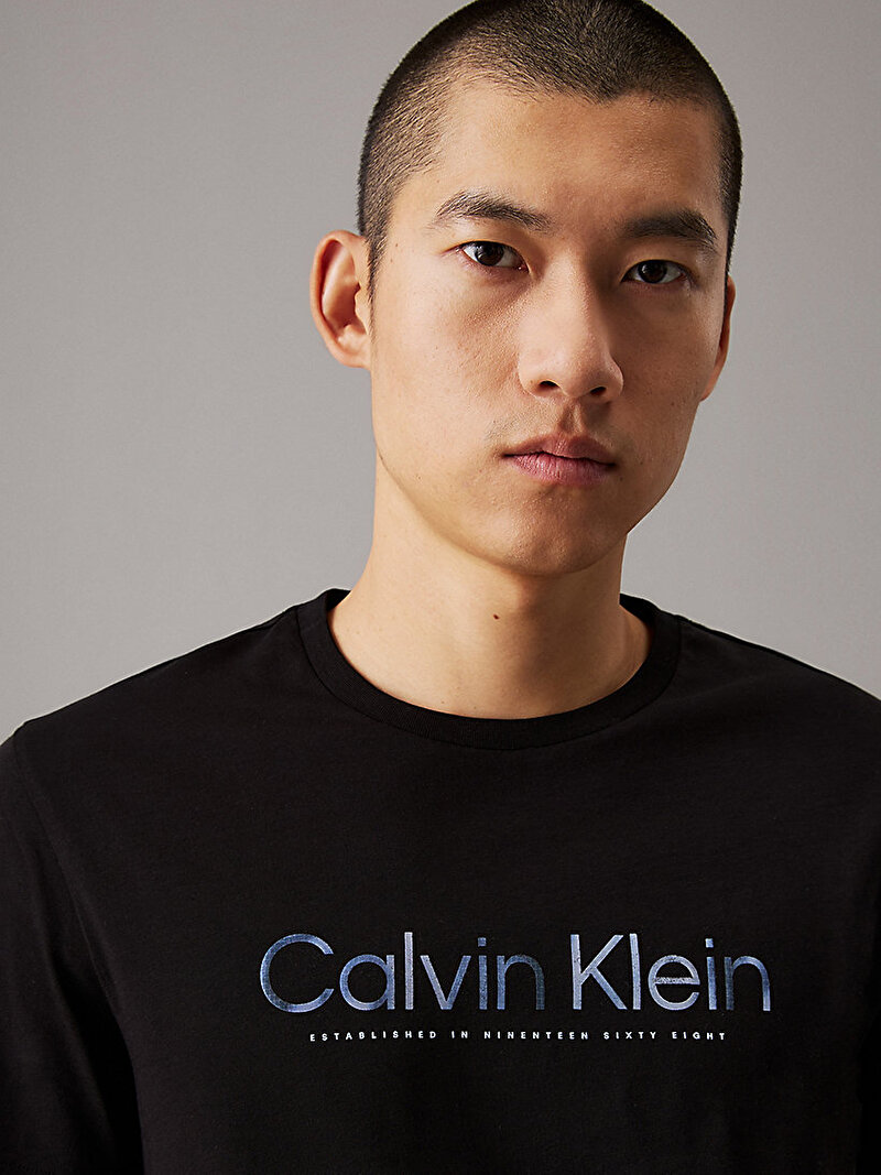 Calvin Klein Siyah Renkli Erkek Satin Bonded Logo T-shirt