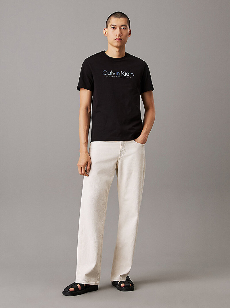 Calvin Klein Siyah Renkli Erkek Satin Bonded Logo T-shirt