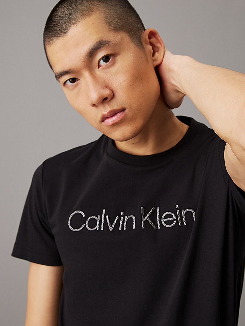 Calvin Klein Siyah Renkli Erkek Textured Embroidery T-shirt
